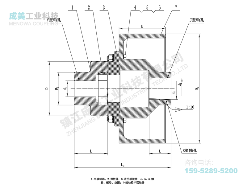 LMZ-Ⅱ型(整體式帶制動輪)梅花聯(lián)軸器