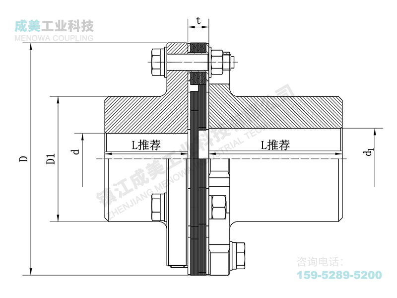 JMII型(無沉孔基本型)單膜片聯(lián)軸器