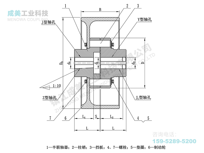 HLL(LXZ)型(帶制動(dòng)輪)彈性套柱銷聯(lián)軸器